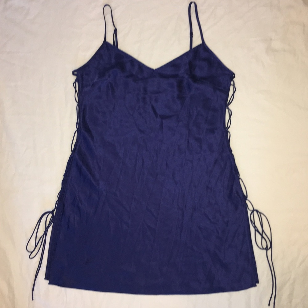 Navy lace up tie side Victoria's Secret slip dress